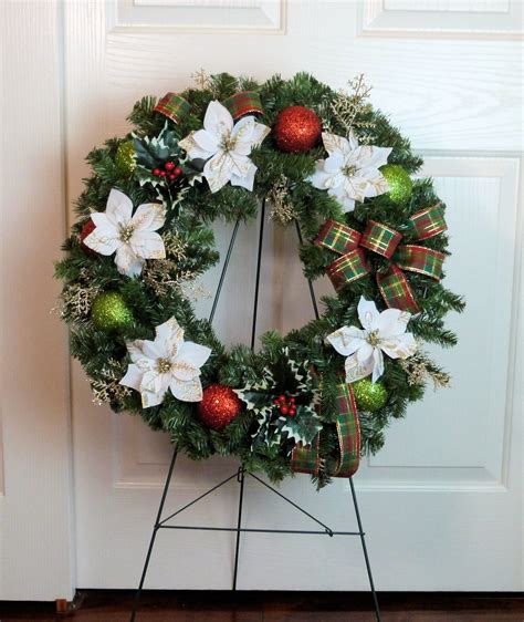 Christmas Grave Wreath With Ornaments Cemetery Wreath Etsy