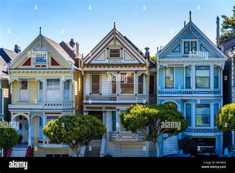 Beautiful View Of Painted Ladies Colorful Victorian Houses Located
