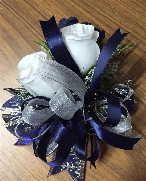 Winter Dance Navy Blue And White Wrist Corsage Corsage Prom Prom