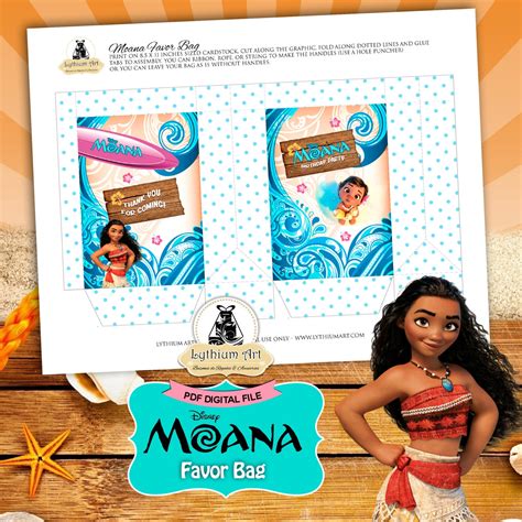Moana Favor Bag Moana Birthday Party Instant Download