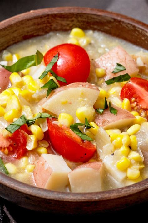 All in all, chincoteague clam chowder is a simple, yet excellent, base soup, which you can personalize and make it uniquely your own one. Corn, Tomato and Basil Chowder | Recipe | Chowder recipes ...