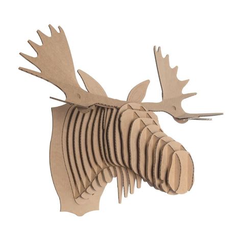 Sweet Moose Fred - Large Cardboard Moose Head - Brown Animal Head Animal Bust Wall Art by ...