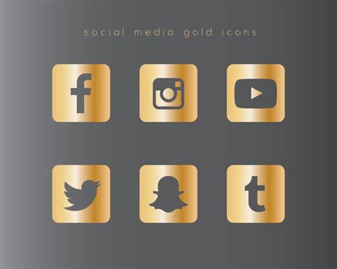 Social Media Gold Icons Medium Gold Social Media Icon