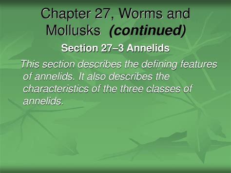 Ppt Chapter 27 Worms And Mollusks Continued Powerpoint
