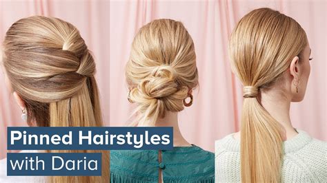 pinned hairstyles 3 ways to style hair with bobby pins youtube