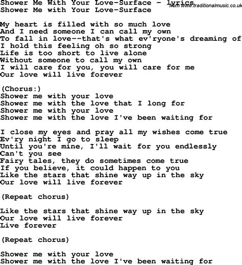 Love Song Lyrics Forshower Me With Your Love Surface