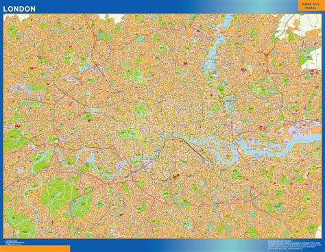 There is only one bridge across the thames, but parts of southwark on the south bank of the river have been developed. London laminated map - Wall maps of countries for Europe