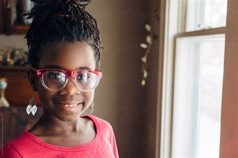 Cute Black Girl Wearing Glasses By Gabriel Gabi Bucataru