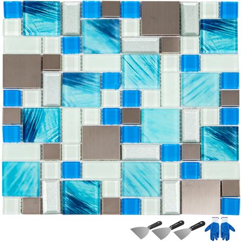Glass Backsplash Tile Mosaic Tile Peelandstick Wall Tile For