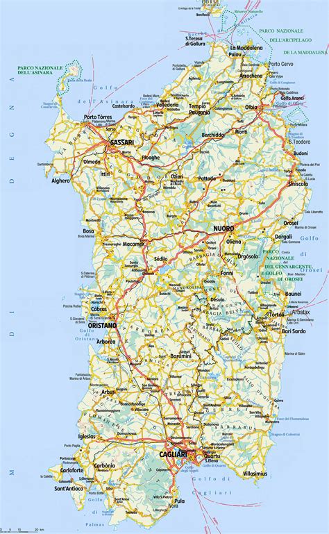 Detailed Map Sardinia Mapsofnet