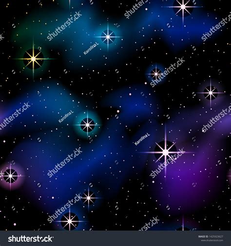 Starry Space Background Sparkling Stars Nebulae Stock Vector Royalty
