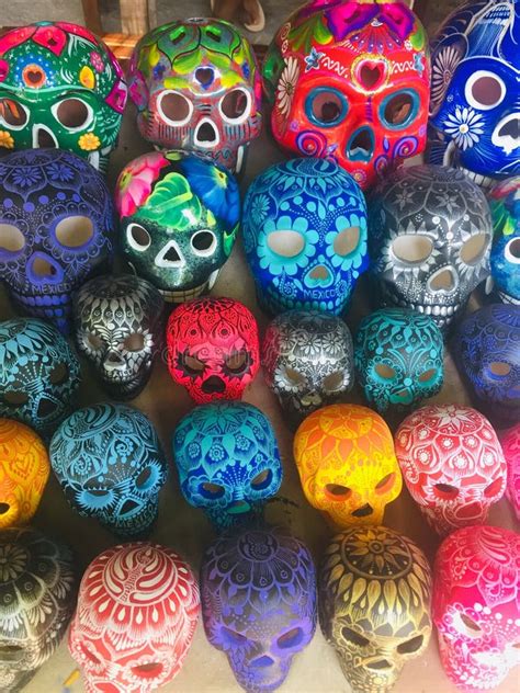 Colorful Mexican Day Of The Dead Skulls Stock Image Image Of