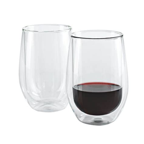 wine enthusiast 12 oz steady temp double wall cabernet stemless wine glasses 707 09 04 the