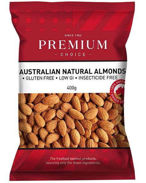 Premium Choice Australian Almonds Natural 12x400g Priority Health Pty Ltd