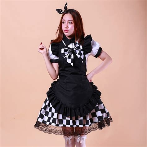 Womens pvc leather french maid cosplay costume outfit bodysuit hallowan dress up. Anime Maid Costume Haiyore! Nyaruko-san Black White Skirt ...