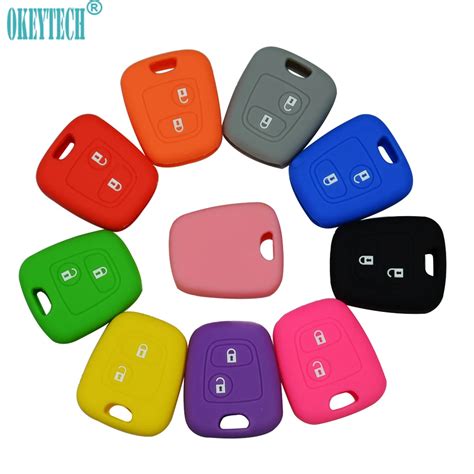Okeytech 1pcs Of New Replacement Silicone Car Key Cover Case For Peugeot 206 307 207 408 2