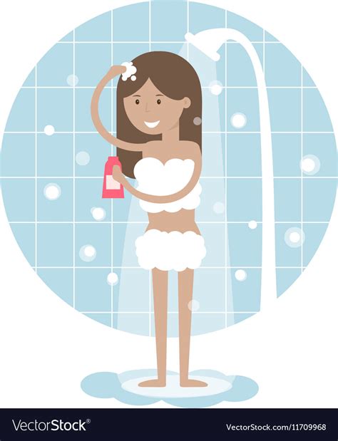 Woman Taking A Shower Royalty Free Vector Image