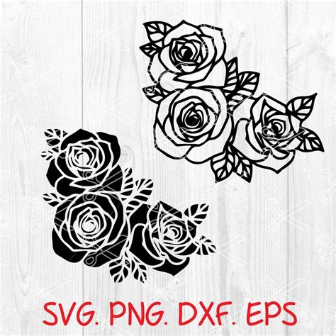 Roses template SVG, DXF, PNG, EPS, Cut Files