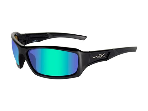 wiley x wx echo polarized sunglasses gloss black frame emerald mirror