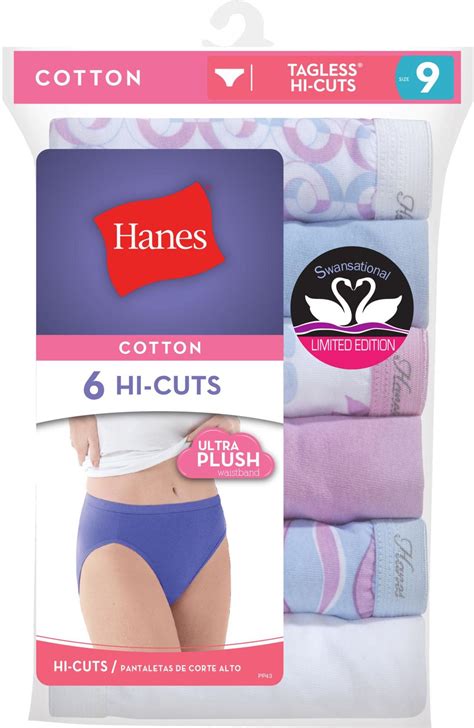 Hanes Womens No Ride Up Cotton Hi Cut Panties 6 Pack Pp43wb Ebay