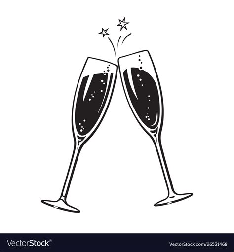 Two Sparkling Glasses Champagne Or Wine Cheers Vector Image