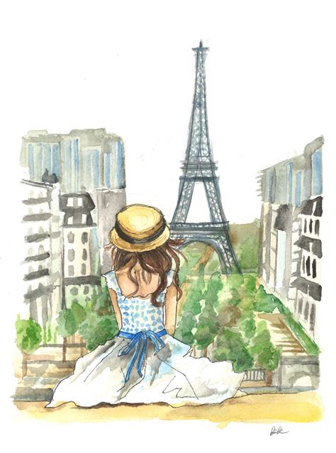 Paris Eiffel Tower Fashion Giclee Watercolor By Bkdesignsstudio