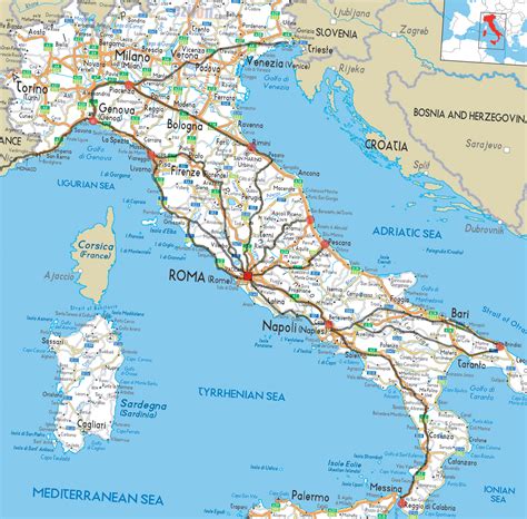 Ancient Roman Roads Overlaid On A Modern Road Map Of Italy F77