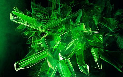 Fond Décran Art Numérique Abstrait Herbe Vert Cristal Laser