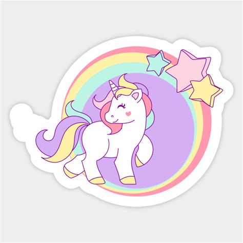 Little Pastel Unicorn With Stars Unicorn Sticker Teepublic