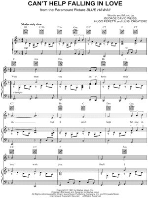 Elvis Presley Can T Help Falling In Love Sheet Music In F Major Transposable Download