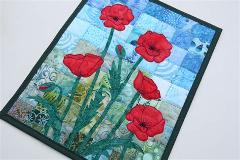 Batik Poppies Quilted Wall Hanging Art Quilt Pattern Or Etsy Mini