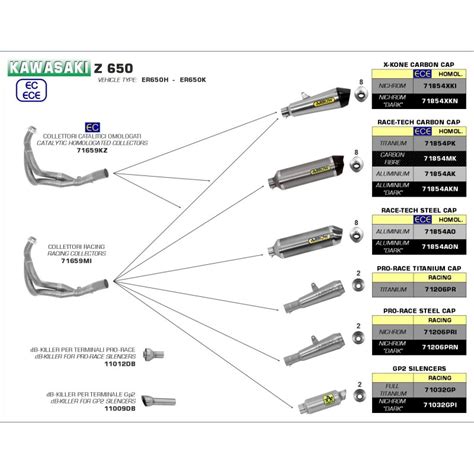 Silencieux Racing PRO RACE ARROW 71206PRI Nichrom Pour Kawasaki Z650 Et