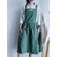 Pleated Skirt Design Apron Simple Washed Cotton Uniform Aprons For 