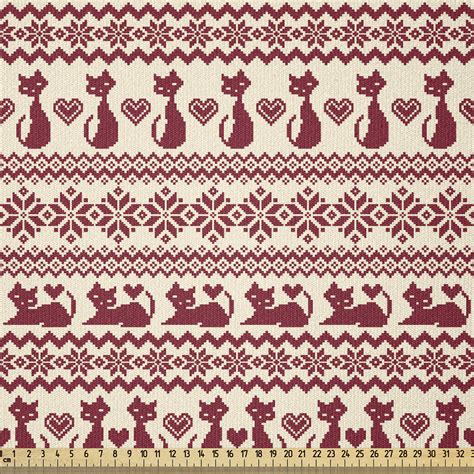 East Urban Home Ambesonne Nordic Fabric By The Yard Cat Pattern Pixel