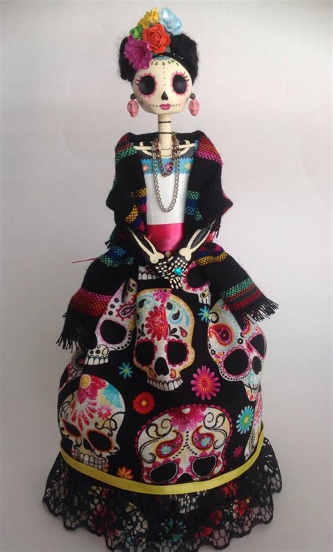 Catrina Paper Mache Doll Mexican Folklore Day Of The Dead Etsy