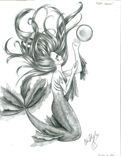 Mermaid Pencil Drawing By Luck Of The Draw00 On Deviantart