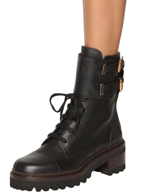 See By Chloé Mallory Combat Boots In Black Leather Save 22 Lyst