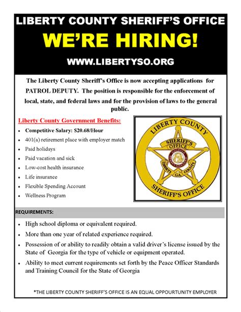 Now Hiring Patrol Deputy Liberty County Sheriffs Office