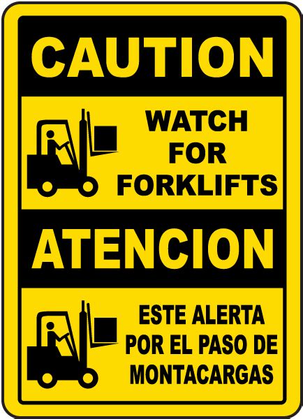 Bilingual Caution Watch For Forklifts Sign E5287bi By