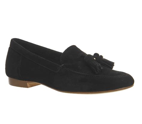 Office Retro Tassel Loafers Black Suede Womens Loafers