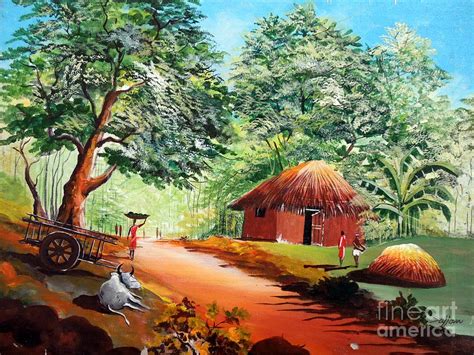 Indian Village Painting By Sajjan Chopra Fine Art America