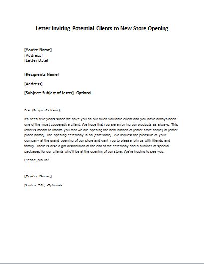 All letter of application samples are generally of the formal type and they follow some predefined format which applies to most types of application letters. Email Sample for Inviting New Store Opening | writeletter2.com