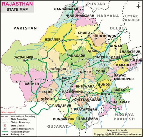 Political Map Of Rajasthan State Printable Map