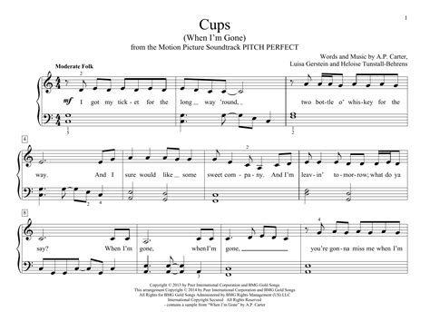 Cups When Im Gone Sheet Music By Anna Kendrick Easy Piano 157999