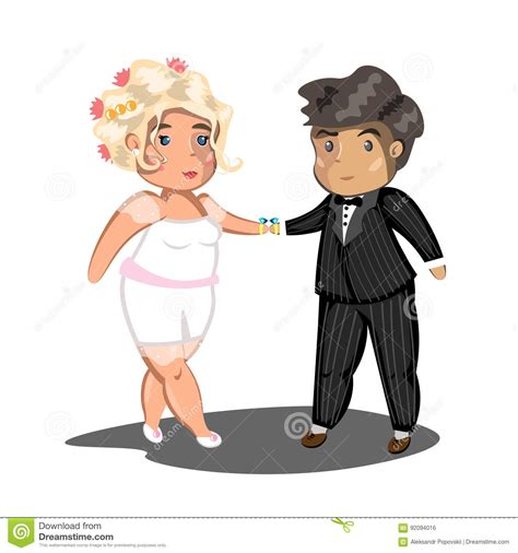 Cute Cartoon Wedding Couple Stock Vector - Illustration of engagement ...