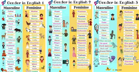 Gender Of Nouns Useful Masculine And Feminine List • 7esl Masculine