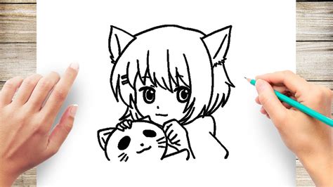 How To Draw A Cute Anime Cat Girl Easy Cat Lovster