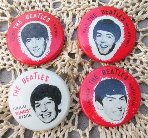 Vintage Lot Of 4 Beatles Pins Pinback Lennon Ringo Harrison Etsy Original Beatles The