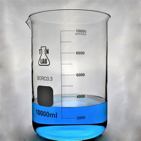 Tn Lab Supply Beaker 10000ml 10l Borosilicate 3 3 Glass With Graduations Low Form Heavy Wall Glass