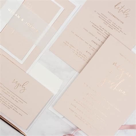 Rose Gold Blush Pink Foil Wedding Invite Sample By The Bridal Paperie